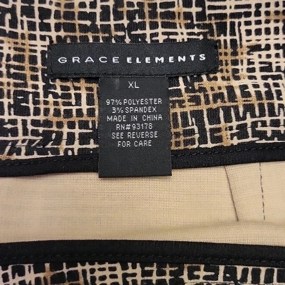 🛍Grace Elements Tan and Black Abstract Design Skirt Womens Size‎ XL - Picture 2 of 6